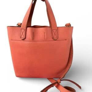 Madewell Spiced Rose Leather Small Transport Crossbody Tote